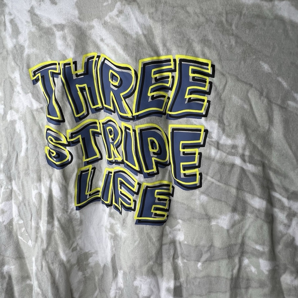 Adidas Three Stripe Life‎ Tie Dye Graphic T-Shirt Men's Medium Gray EUC